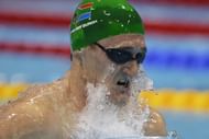 South Africa's Cameron Van der Burgh competes in the men's 100m breaststroke final